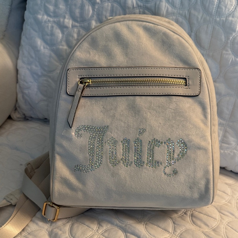 Juicy Couture Beige Backpack with Rhinestone Logo